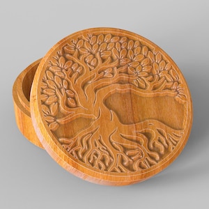 V-Carved Jewelry Box-Tree of Life, Files for CNC  (Ai, Dxf, Svg formats)