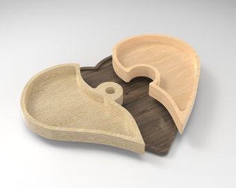 Valentines Gift-Heart Puzzle Tray Vectors Files-Dxf, Svg, Eps, Ai for CNC Routers