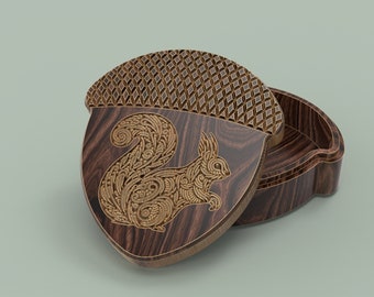 V-Carved Jewelry Box Squirrel V2- Files for CNC  (Ai, Dxf, Eps, Svg formats)