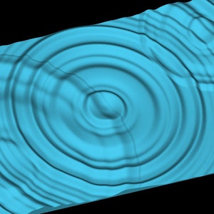 Puede incluir: Una representaci&oacute;n 3D azul de un efecto de ondulaci&oacute;n del agua. Las ondas son c&iacute;rculos conc&eacute;ntricos que irradian hacia afuera desde un punto central.