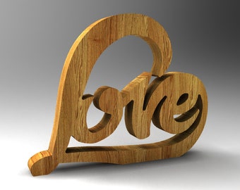 Love - Valentines Day / CNC File / CNC Files For Wood / CNC Router File / (stl, ai, dxf, eps)