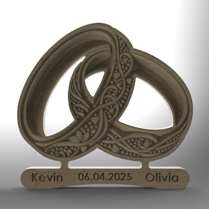 Wedding Rings with names and date / CNC File / CNC Files For Wood / CNC Router File / (svg, pdf, ai, dxf, eps)