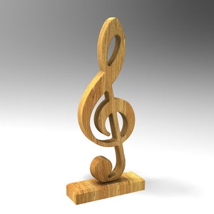 May include: A wooden treble clef music note sculpture. The sculpture is made of light brown wood and has a simple, elegant design.