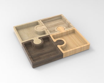 Bandeja para servir quebra-cabeças, CNC 3D STL, arquivos vetoriais, download digital
