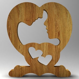 Valentines Day Statue CNC File, Wood Heart Couple (stl, ai, dxf, eps)