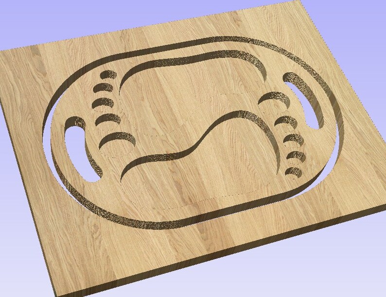 May include: A wooden cutting board with a carved design of a footprint. The footprint is outlined in a dark brown color and has a textured surface.