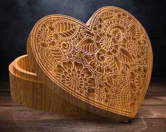 V-Carved Jewelry Box - Files for CNC  (Dxf, Svg, Ai, Pdf)