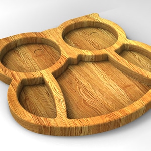 Owl Serving Plate CNC Files, 3D Vector Model (stl, ai, dxf, eps)