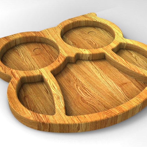 Owl-Serving Plate / Gift CNC Files / CNC Files For Wood / CNC Router File / 3D models / Vector graphics / (stl, ai, dxf, eps)