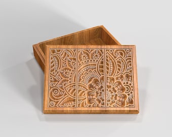 V-Carved Jewelry Box- Files for CNC  (Ai, Dxf, Eps, Svg formats)