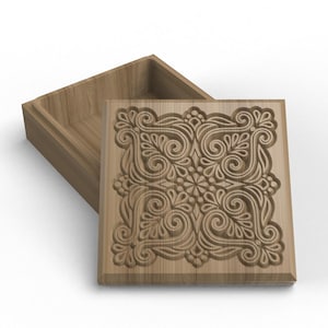 CNC-Fräse, Mandala-Schmuckbox - V-Bit geschnitzte digitale Dateien (Ai, Dxf, SVG-Format)