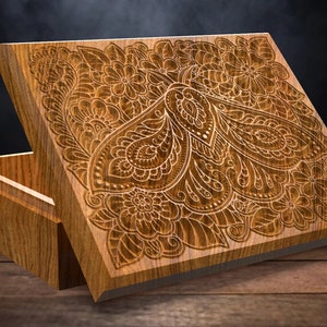 V-Carved Jewelry Box - Files for CNC  (Dxf, Svg, Ai, Pdf)