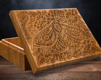 V-Carved Jewelry Box - Files for CNC  (Dxf, Svg, Ai, Pdf)