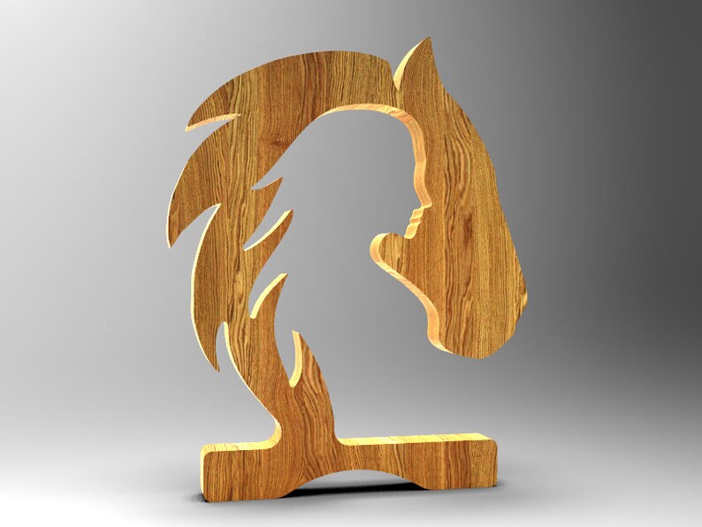 May include: Wooden horse head sculpture with a detailed mane and a natural wood grain finish.