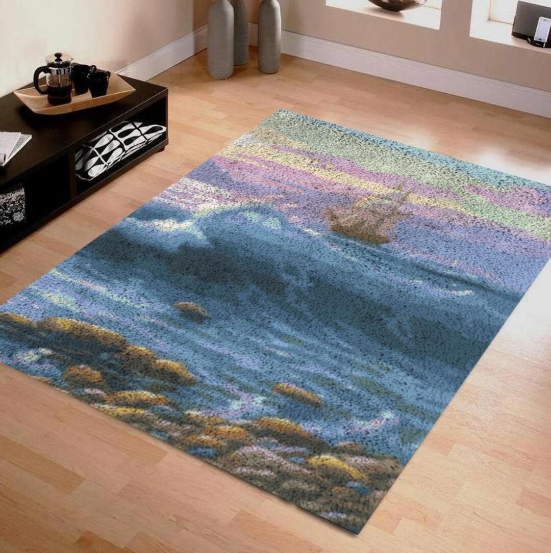 Ocean Latch Hook Rug Kits Style Plush Wall Tapestry Kits DIY Carpet Rug