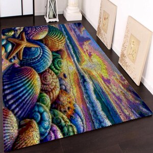 Kits de tapis personnalisés : personnalisez vos oeuvres d'art - Grand kit de tapis à crochets pour adultes Kits de crochets à loquets avec toile imprimée