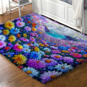 Handmade Abstract Decor Latch Hook Kit and Rug - DIY Home Accent