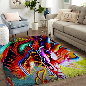 Kits de crochets, grand kit de tapis avec crochets pour adultes avec toile imprimée - Dragon animal