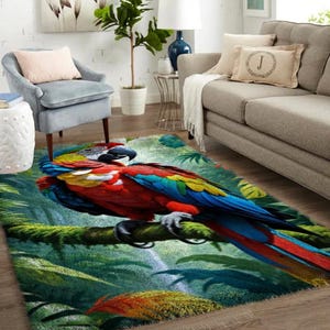Parrot DIY Home Decor: Custom Rug Latch Hook Kits, Large Latch Hook Rug Kit for Adults Latch Hook Kits with Printed Canvas