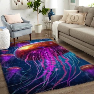 Latch Hook Kits, Large Latch Hook Rug Kit for Adults with Printed Canvas - Sea World Jellyfish