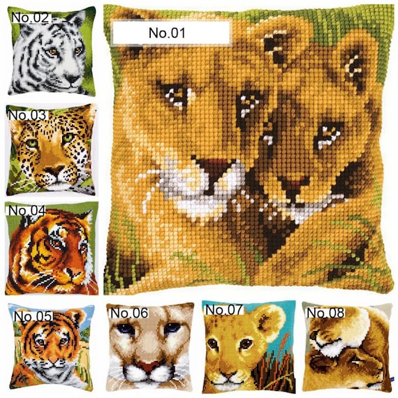 Latch Hook Pillow Kits Chinese Word Latch Hook kit Cushion Throw Pillowcase  Yarn Needlework Craft Hook Kits Carpet Mat for Beginner DIY Latch Hook Rug  Kit Canvas Decor 43x43cm