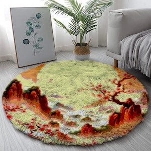 Aubusson-inspiriertes Teppich-Kit Knüpfhaken-Kits, großes Knüpfteppich-Kit für Erwachsene mit bedruckter Leinwand