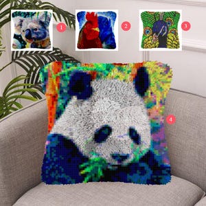 Kits de crochets pour loquets Faites votre propre coussin Toile pré-imprimée en treillis pour animaux Taie d'oreiller au crochet Housse de coussin pour crochets de loquet Loisirs et loisirs créatifs