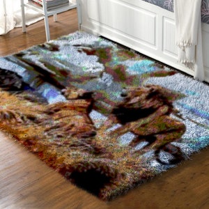 Latch Hook Rug lion Kits,  DIY Carpet Rug Chunky Yarn Arts Cushion Crocheting Floor Mat Crafts Plush Wall Tapestry Kits style