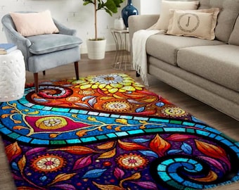 Large Latch Hook Rug Kit: Floral Tapestry, DIY Craft (33x24 Inches)