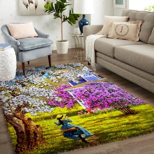 garten: Teppichsets für Schlafzimmer, Große Knüpfteppiche mit aufgedruckter Leinwand
