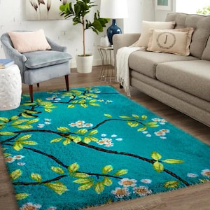 Tapis en forme d'arbre coloré à crochets, grand kit de tapis à crochets, parfait pour une décoration de salon