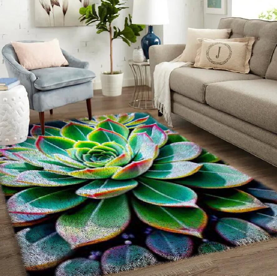 Latch Hook Rug Kit: Succulent Design, DIY Craft (33x24in)