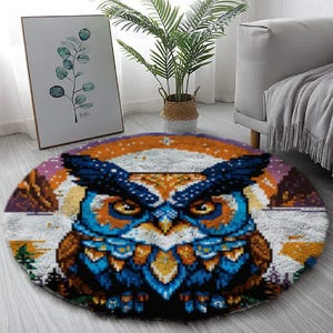 Ihr runder DIY-Teppich: Personalisierte Bodenkunst - Runde Teppich-Klapphaken-Kits, Knüpfteppich-Kit für Erwachsene mit bedruckter Leinwand
