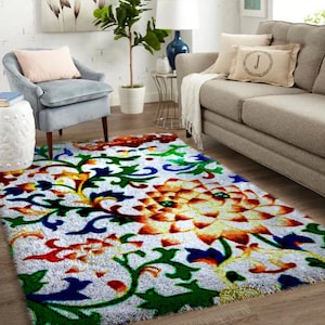 Kits de patrones de gancho de pestillo, kit de alfombra de gancho de pestillo grande para adultos Kits de gancho de pestillo con lienzo impreso - Kits de alfombra personalizados para entradas