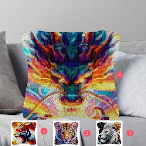 Latch Hook Kits Make Your Own Cushion dragon Pre-Printed Canvas Crochet Pillow Case Latch Hook Cushion Cover Hobby & Crafts