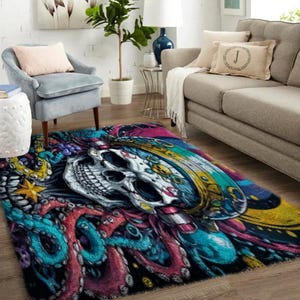 Kits de crochets, grand kit de tapis avec crochets pour adultes avec toile imprimée - tête de mort