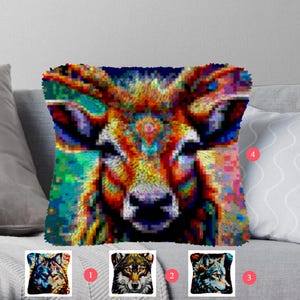 Kits de crochets pour loquet Faites votre propre coussin Toile pré-imprimée animal Taie d'oreiller au crochet Crochet de loquet Housse de coussin Loisirs et artisanat