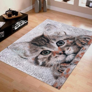 Latch Hook Rug Kits Animal Cat style Plush Wall Tapestry Kits DIY Carpet Rug Chunky Yarn Arts Cushion Crocheting Floor Mat Crafts