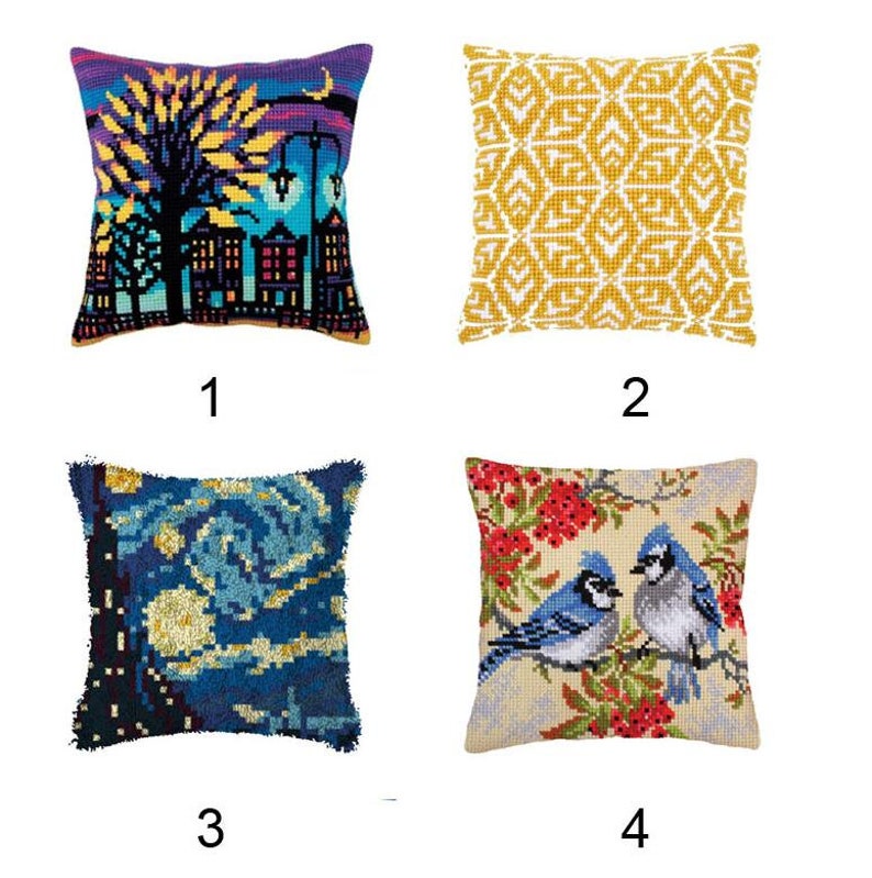 Latch Hook Kits Make Your Own Cushion Van Gogh Preprinted Etsy