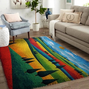 DIY  Latch Hook Kits"scenery", Latch hook rug, Half Cross Stitch Kit, Embroidery kit, Latch Hook Cushion Cover Hobby & Crafts,