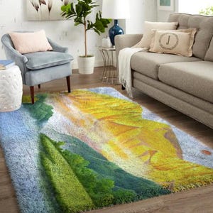Kits de crochets paysage, grand kit de tapis avec crochets pour adultes Kits de crochets avec toile imprimée - Kits de tapis personnalisés pour entrées