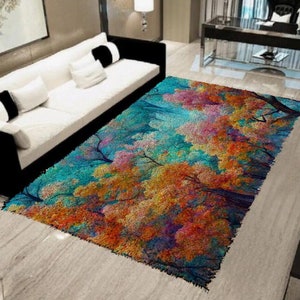 Patrones de paisajes vívidos: alfombra con gancho de pestillo DIY para la tranquilidad del hogar