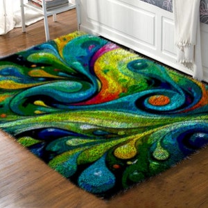 Kits de alfombra con gancho de lengüeta, Patrón Gree, Alfombra de bricolaje, Cojín de artes de hilo grueso, Alfombra de suelo de ganchillo, Artesanía, Kits de tapiz de pared de felpa estilo