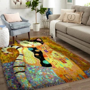 Latch Hook Rug Kits Gold Cat style Plush Wall Tapestry Kits DIY Carpet Rug Chunky Yarn Arts Cushion Crocheting Floor Mat Crafts