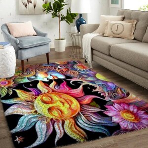 Alfombra solar: patrón botánico vibrante, decoración de bricolaje, regalo único para el hogar o para él