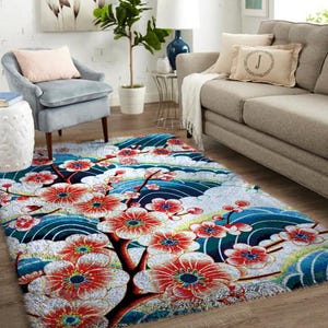 Blumen-Klapphaken-Kits, große Knüpfteppich-Kit für Erwachsene mit bedruckter Leinwand / multifunktional / Wandteppich / Teppich / Geschenk