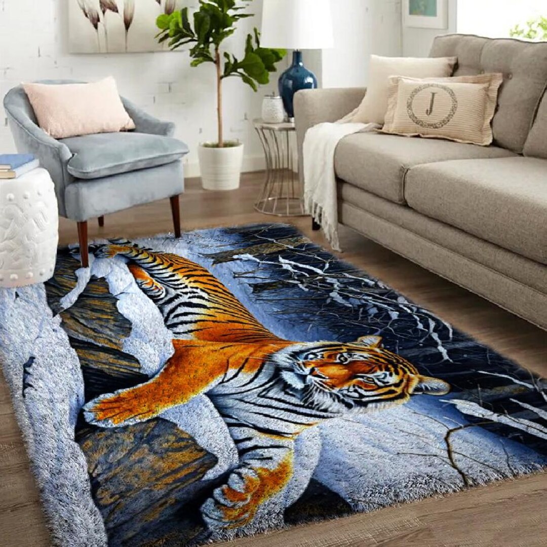 Tiger Latch Hook Rug Kit: DIY Tapestry With Acrylic Yarn - Etsy Norway