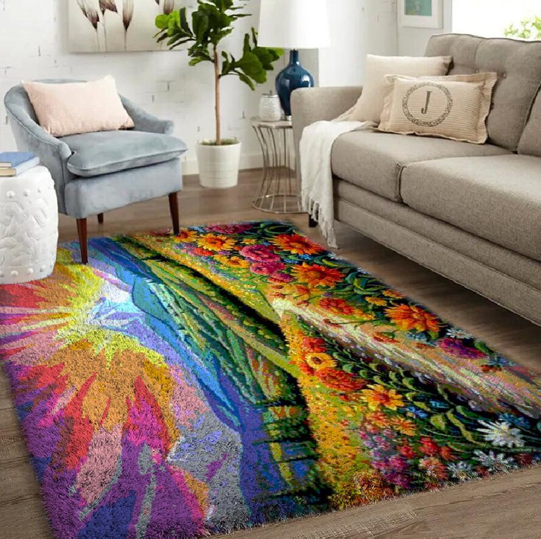 Colorful Floral Latch Hook Rug Kit: DIY Home Decor (33x24in) - Etsy