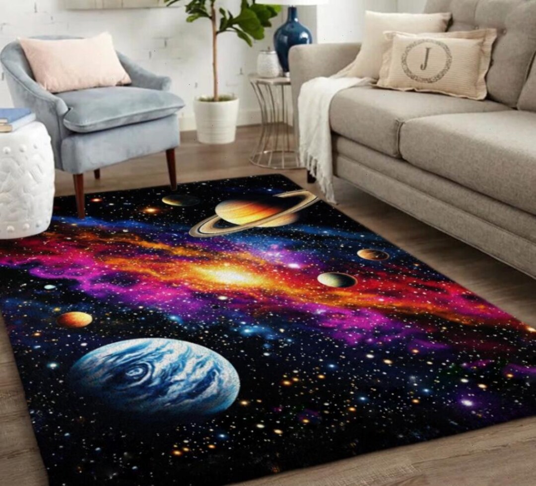 Jupiter Rug Cosmic Galaxy Space Rug | Saturn, Jupiter, Nebula Tufted Carpet - Etsy