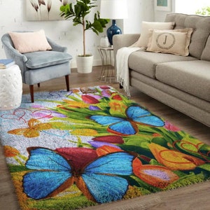 Butterfly Latch Hook Kits, Large Latch Hook Rug Kit for Adults Latch Hook Kits with Printed Canvas Christmas Decoration